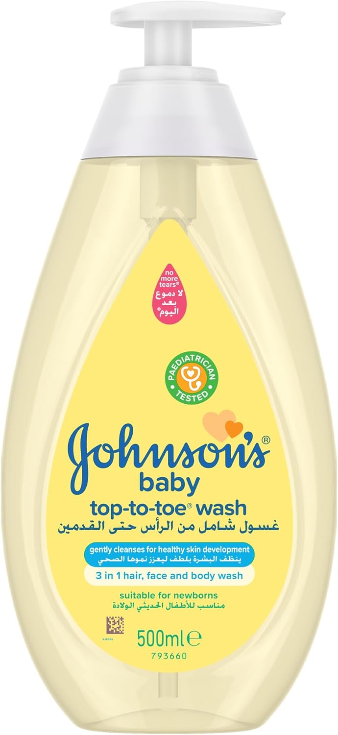 Johnson's Top-to-Toe Baby Hair, Face & Body Wash Tear-Free Formula 500ml