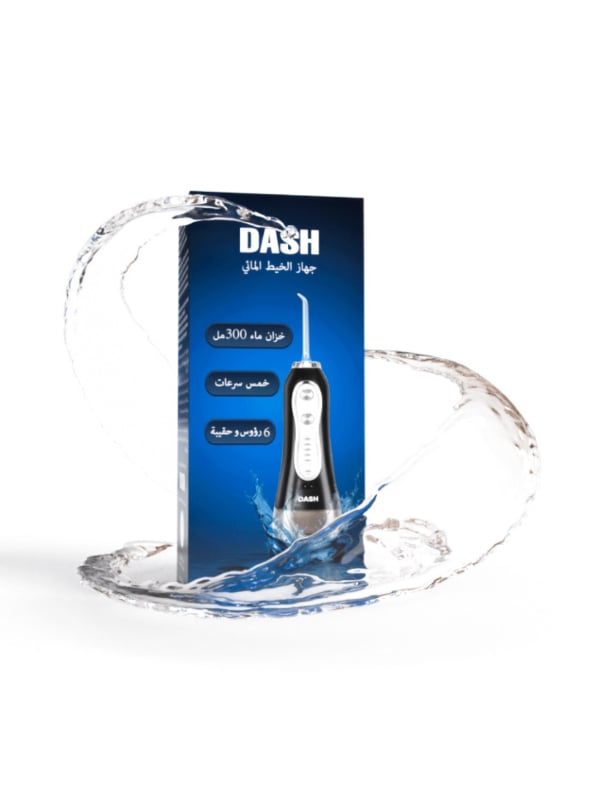 Dash Cordless Portable Water Flosser Black, 5 Speeds, 300ml Tank, 6 Heads