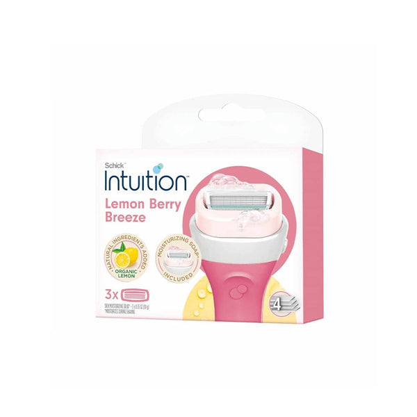 Schick Intuition Lemon & Raspberry Razor Blade Refills, Moisturizing Strip, 3 Count
