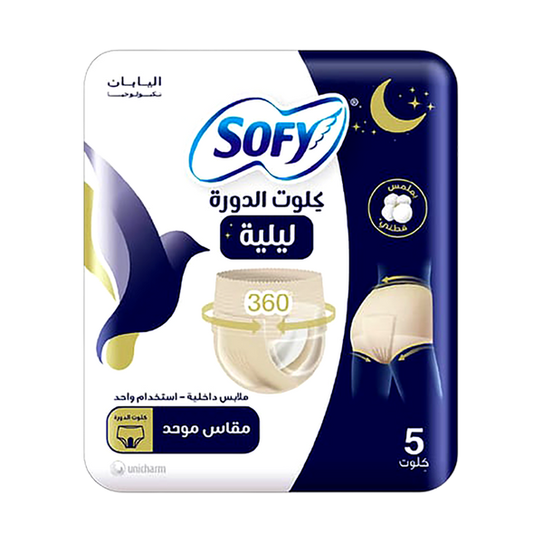 Sofy Period Panties Night Disposable Menstrual Underwear Free Size, 5 Pieces