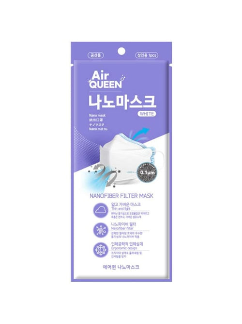 Air Queen Nanofiber Face Mask White Reusable Lightweight