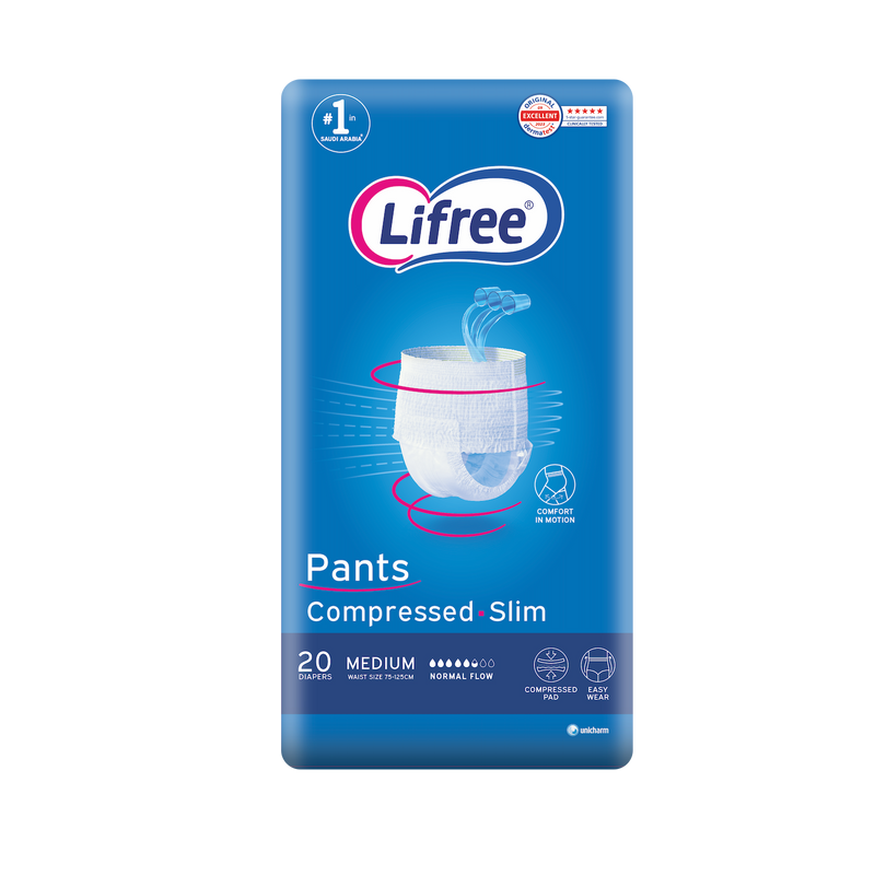 Lifree Slim Culotte Adult Diapers Medium, 20 Pieces, Up to 3-Cup Absorbency