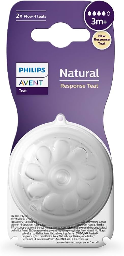 Philips Avent Natural Bottle Nipples Medium Flow Silicone 3M+ 2 Pack