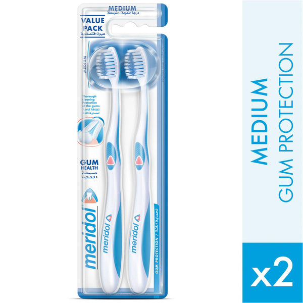 Meridol Toothbrush Duo Pack Medium Soft Microfine Bristles for Sensitive Gums, 2 Pieces