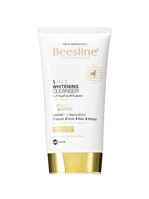 Beesline 4-in-1 Facial Wash Cleanser Scrub Mask with Lumiskin and Vitamins B3 & C, 150 ml