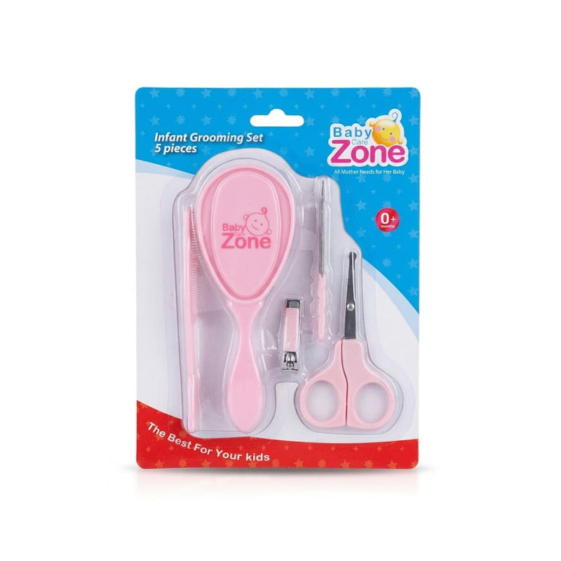Baby Zone Five-Piece Baby Care Set, Brush Comb Scissors Nail File and Clippers, 0+ Months