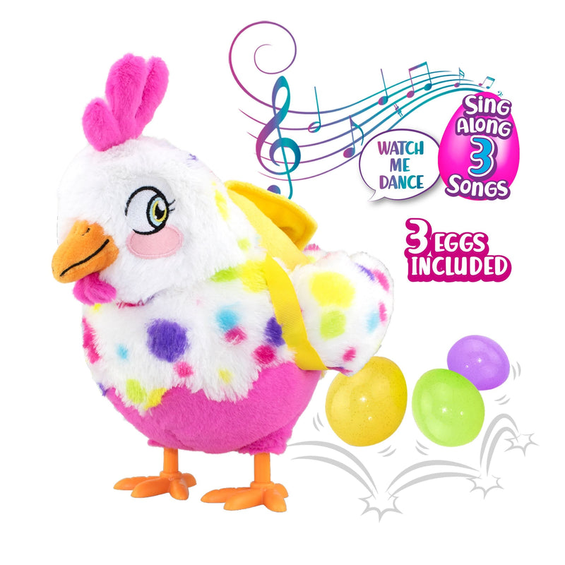 Party Pets Roxanne Dancing Queen of the Farm Electronic Plush Toy, Pink, 3 Eggs Included