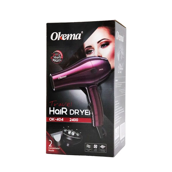 OKEMA OK-404 Travel Hair Dryer 220-240V 1.8 m Cord