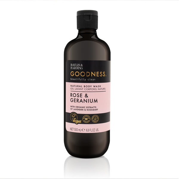 Baylis & Harding Goodness Rose & Geranium Natural Body Wash Essential Oils 500ml