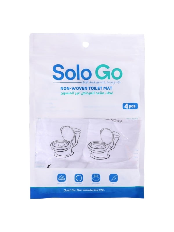 Solo Go Disposable Toilet Seat Covers Single-Use Travel Pack, 4 Pcs