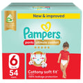 Pampers Ultimate Comfort Pants Diapers Cottony Soft Fit Aloe Vera Vitamin E Size 6, 16+ kg, 54 Count