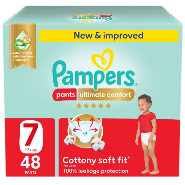 Pampers Premium Care Ultimate Comfort Pants Diapers Size 7, Aloe Vera & Vitamin E, 48 Pack