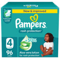 Pampers Rash Protection Taped Diapers Moisture-Locking Layers Size 4, 96 Count