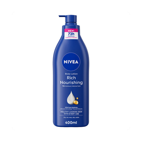 NIVEA Nourishing Body Lotion Rich Formula Deep Moisture Serum 2x Almond Oil 400 ml