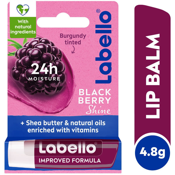 Labello Lip Blackberry Shine Tinted Balm Glossy Burgundy Blackberry 4.8g