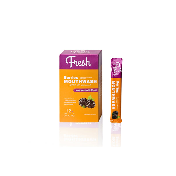 Fresh Brush Berries Mouthwash Sachets, Berry Flavor, 10 ml, 20 Pieces
