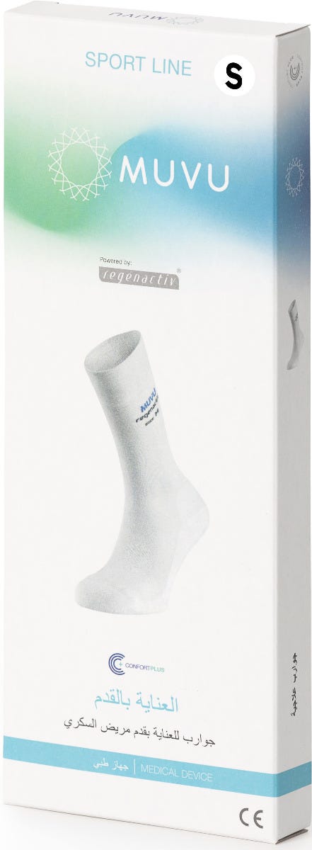 MUVU Milos Diabetic Socks Seamless Moisture-Absorbing White Size L Height H5