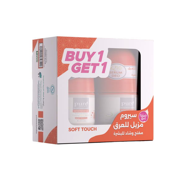 Pure Beauty Serum Deodorant Roll-On Soft Touch Brightening 1+1 Pack