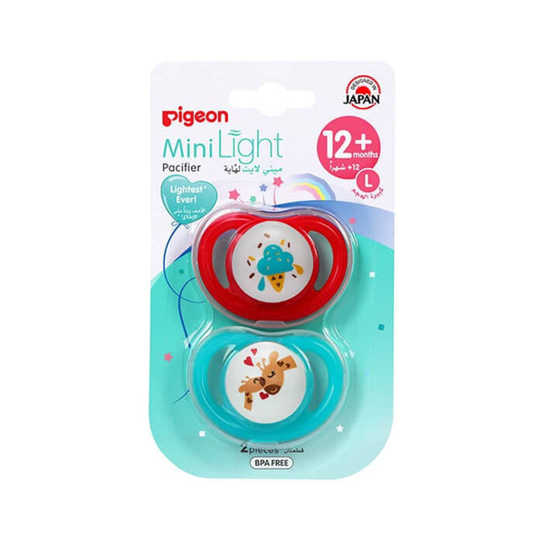 Pigeon Minilight Pacifier Double Silicone Pacifiers, L, Ice Cream & Giraffe, 2-Piece Set