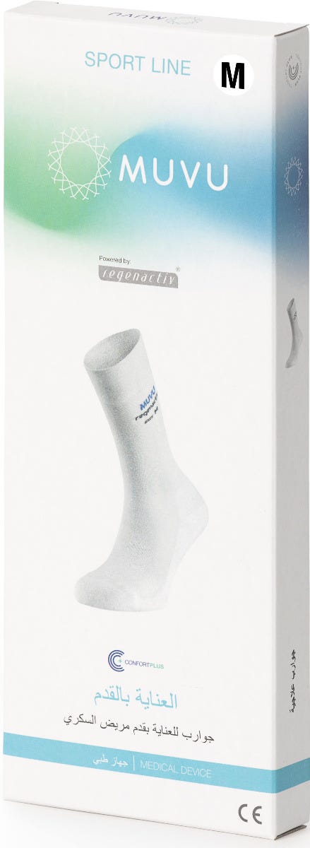 MUVU Milos Diabetic Socks Seamless Non-Compressing White Size M Height H5