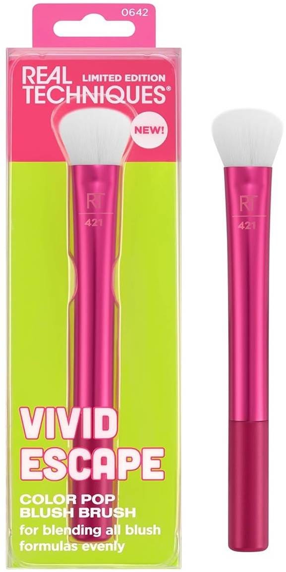 Real Techniques Vivid Escape Color Pop Blush Brush RT 421, UltraPlush Vegan Bristles, 1 Count