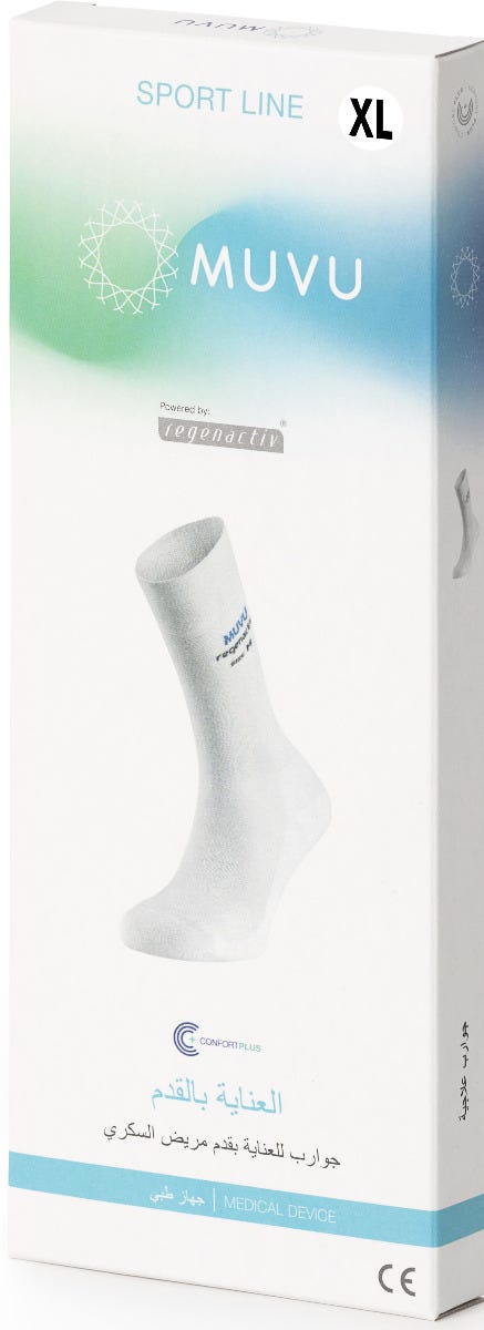 MUVU Milos Seamless Diabetic Socks Moisture-Absorbing Double-Density White XL