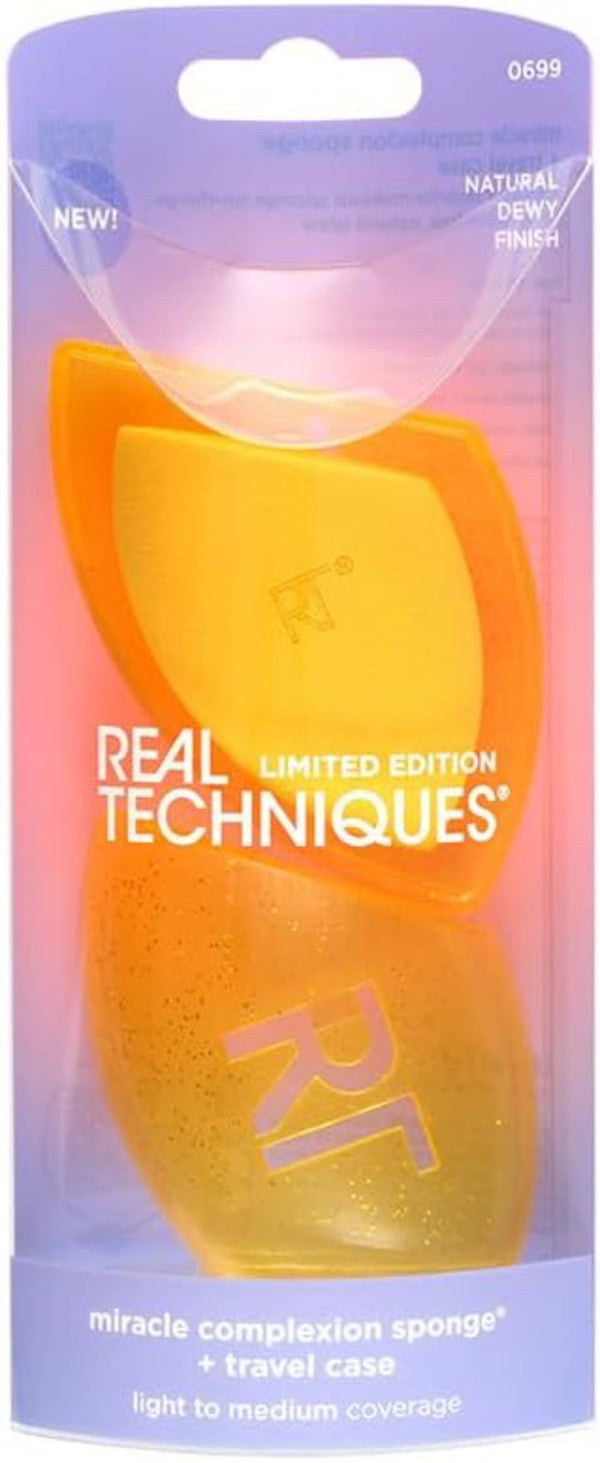 Real Techniques Miracle Complexion Sponge Set, Blending Sponge with Travel Case, 2 Count