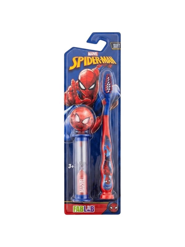 Fab Lab Spider-Man Kids Toothbrush Soft Bristles with Sand Timer Assorted Colors