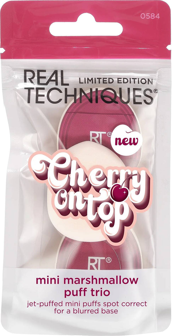 Real Techniques Cherry On Top Mini Marshmallow Makeup Puffs, Soft Vegan Applicators, 3 Count