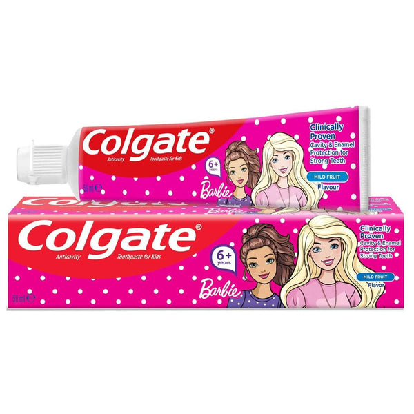 Colgate Kids Barbie Fluoride Toothpaste Mild Fruit Flavor 50 ml, Ages 6+