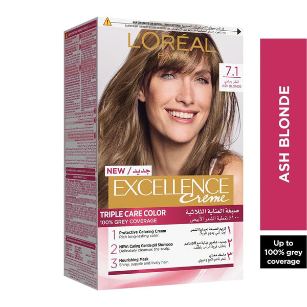 L'Oreal Paris Excellence Creme Permanent Hair Color Triple Protection 7.1 Dark Ash Blonde