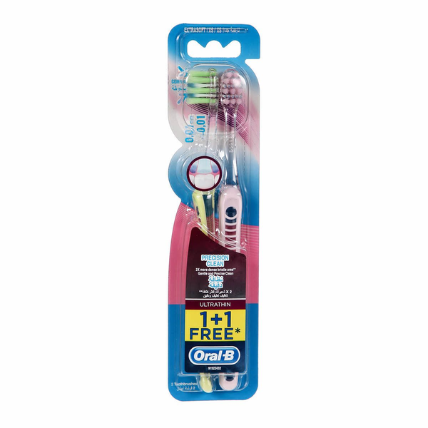 Oral-B Ultrathin Precision Clean Soft-Bristle Toothbrush 1+1 Pack