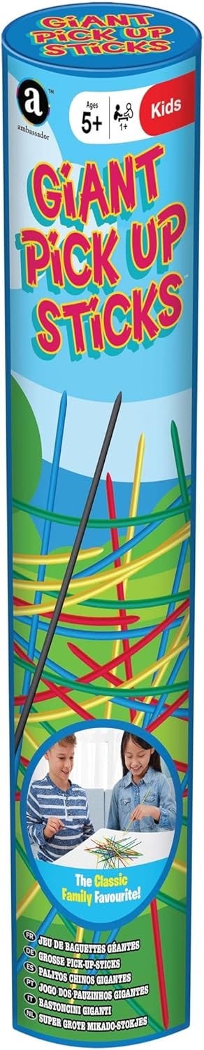 Ambassador Games Giant Pickup Sticks Natural Wood, 30-Piece Set