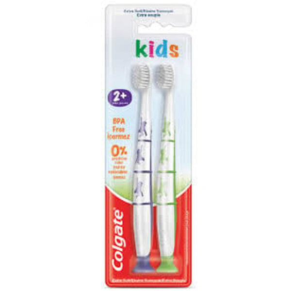 Colgate Kids 2+ Years Soft Bristle BPA-Free Toothbrush Twinpack, 1+1