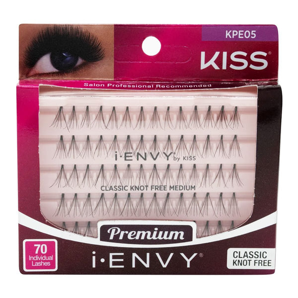KISS I-Envy Short Knot-Free Medium Individual False Eyelashes, 70 Pieces, Human Hair