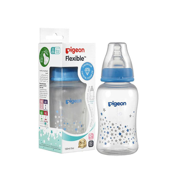Pigeon Flexible Streamline Plastic Baby Bottle Soft Silicone Nipple Blue/Pink 150 ml