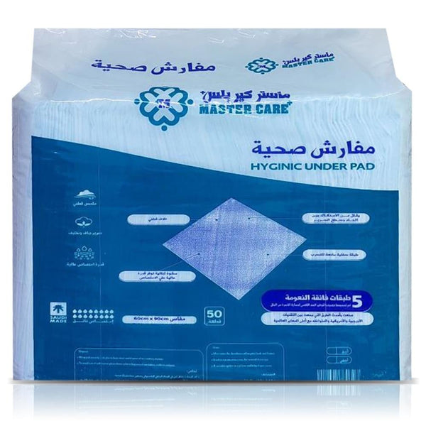 Master Care+ Medical Underpads, Absorbent Protective Pads, 50 Pieces