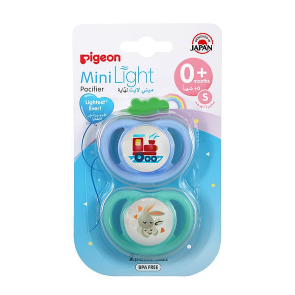 Pigeon Minilight Pacifier Double Silicone Newborn Boy Train & Rabbit 2 Pieces