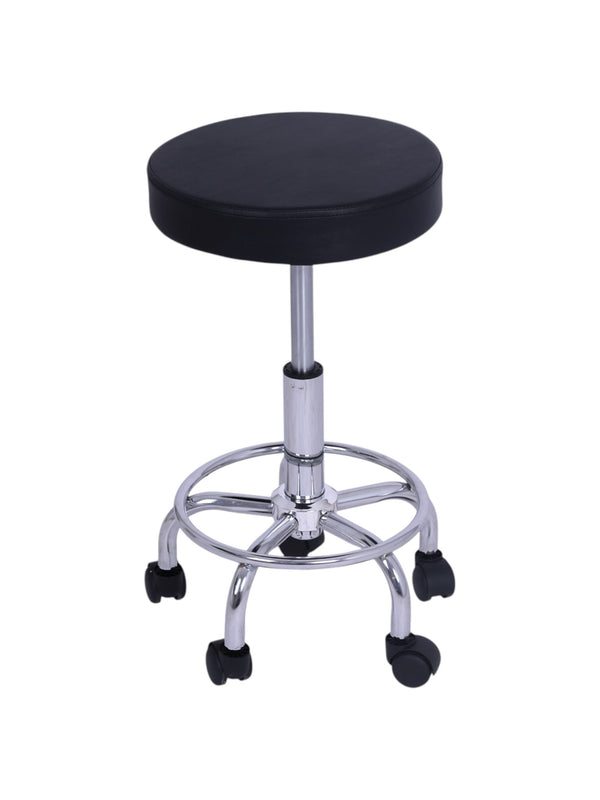 Salon System Round Salon Chair with Hydraulic Height Adjustment, Black