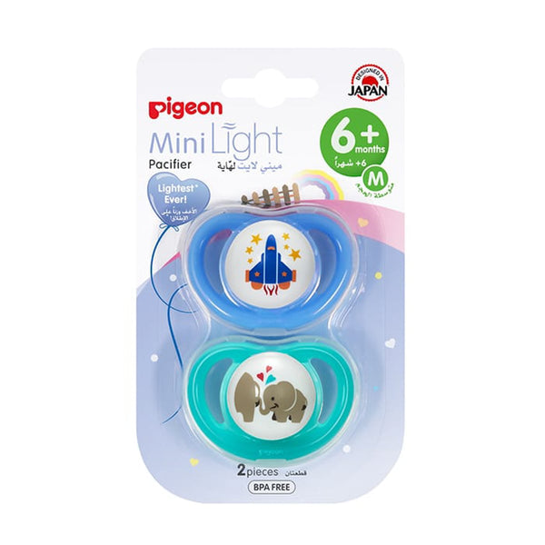 Pigeon Minilight Double Pacifier M Silicone Boy Airplane & Elephant