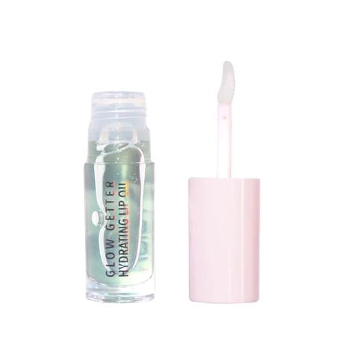 Moira Glow Gitter Lip Oil Gloss, Glassy Shine, Apricot Coconut & Jojoba Oils, 01 Sky Blue