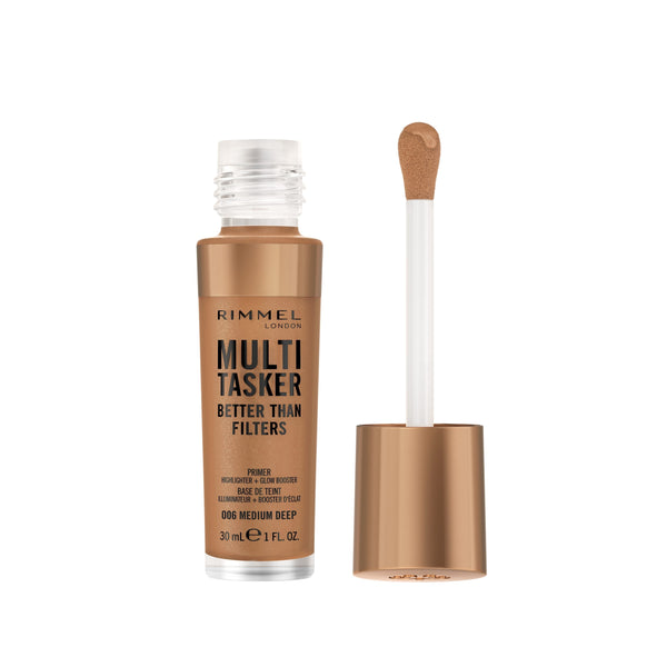 Rimmel Multitasker Better Than Filters 3-in-1 Liquid Primer, Highlighter and Glow Booster, 006 Medium Deep