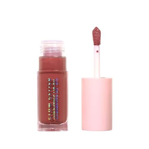 Moira Glow Gitter Lip Oil Glossy Finish Apricot, Coconut & Jojoba Oils 013 Lovely Rose