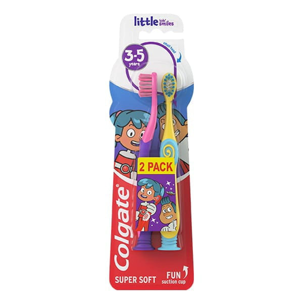 Colgate Kids Smiles Toothbrushes, Super Soft Bristles, Ages 3-5, 2-Pack