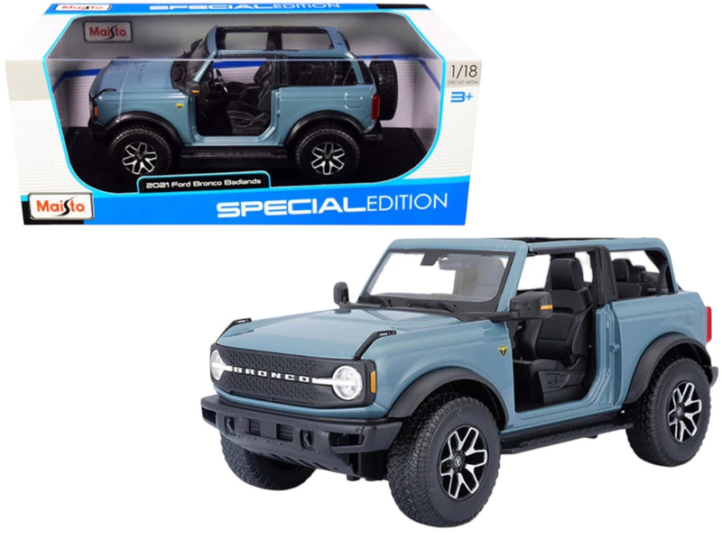 Maisto 2021 Ford Bronco Badlands Blue Special Edition Diecast Model Car 1/18 Scale