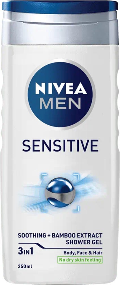 NIVEA MEN Sensitive Shower Gel Bamboo Extract Body Face & Hair 250ml
