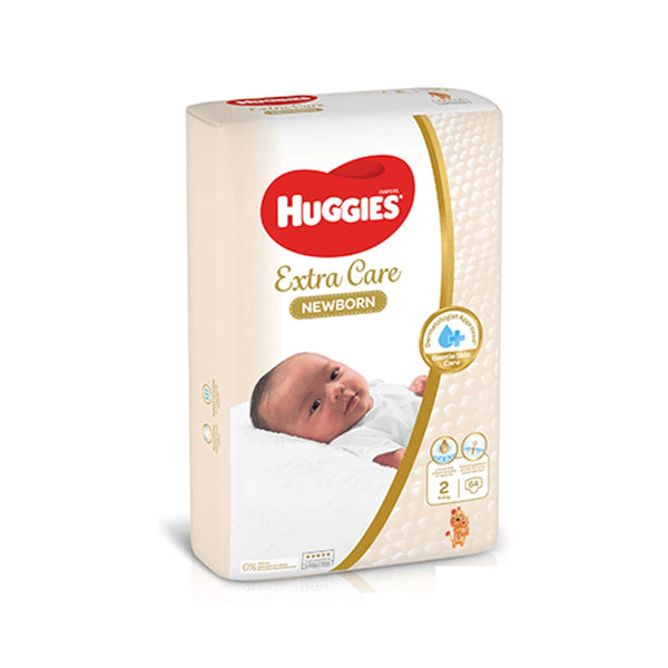 Huggies Extra Care Baby Diapers Size 2 Newborn Soft Gentle 64-Count Jumbo Pack