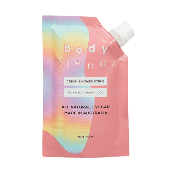 Body Blendz Cream Shimmer Scrub Face & Body Sugar Coconut 150g