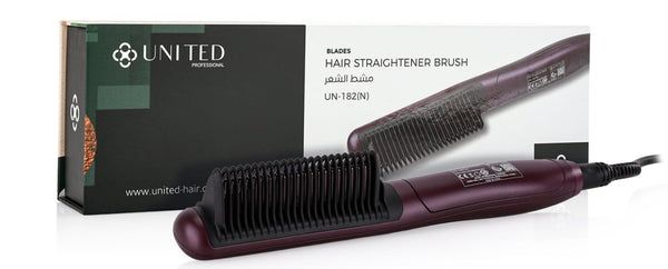 United Professional Hair Straightener Brush UN-182 Fast Heating Purple