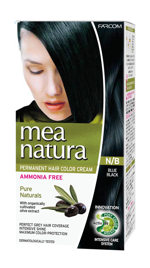 Mea Natura Permanent Hair Color Cream Blue Black Ammonia-Free 60 ml